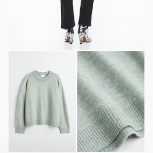 H&M Green beaded knit Sweater